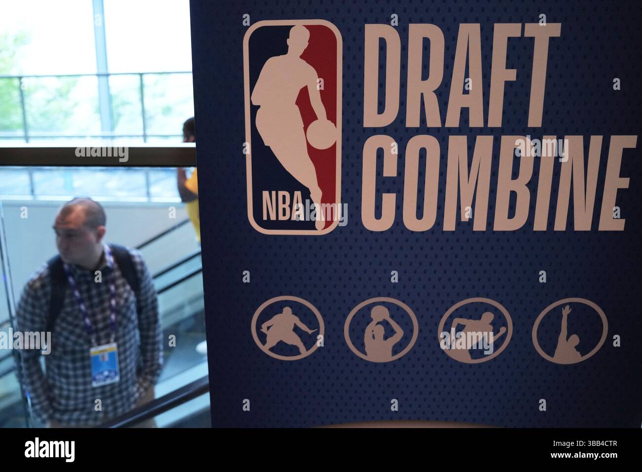 A sign is displayed at the 2025 NBA basketball draft combine in Chicago 2025 Nba Draft Date