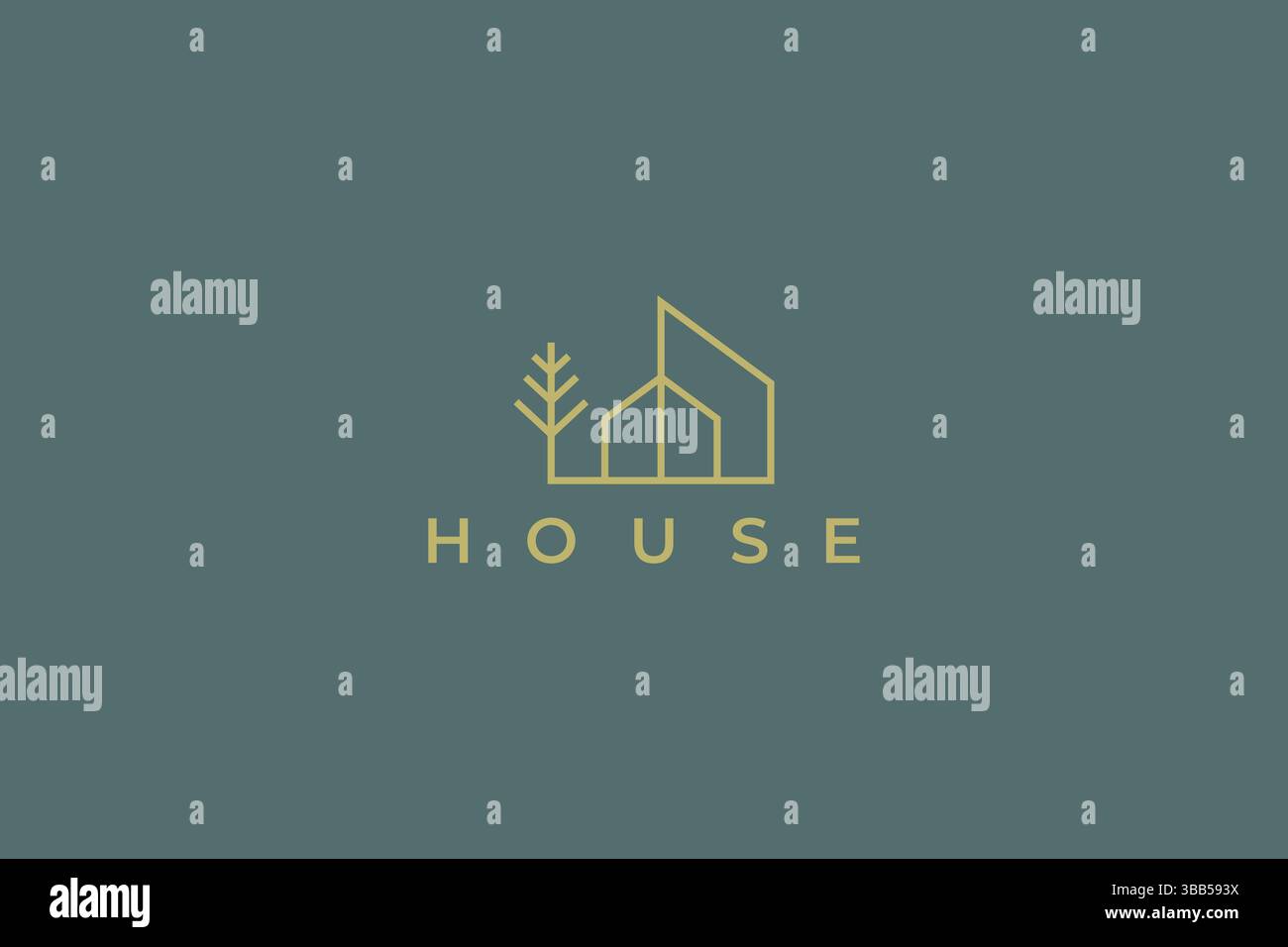 Real Estate House Minimalist Modern Nature Concept Logo Template Stock Vector