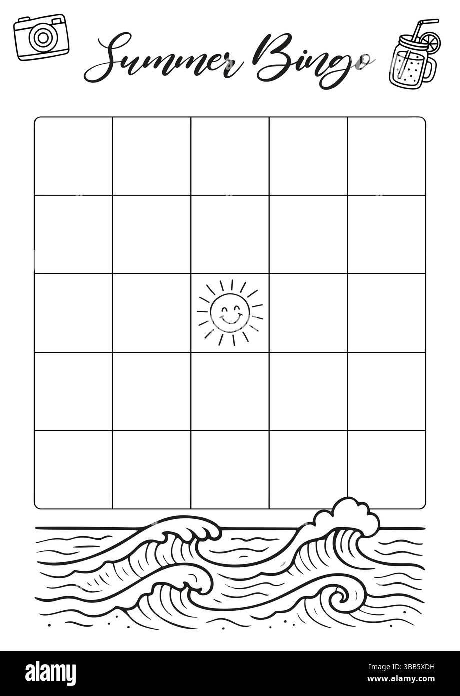 Bingo Summer Journal Printable Planner Page Template, Vector ...