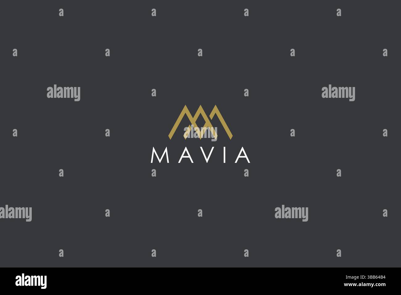 Letter M,V,A Luxury Geometric Linear Logotype Typography Gold Template Stock Vector