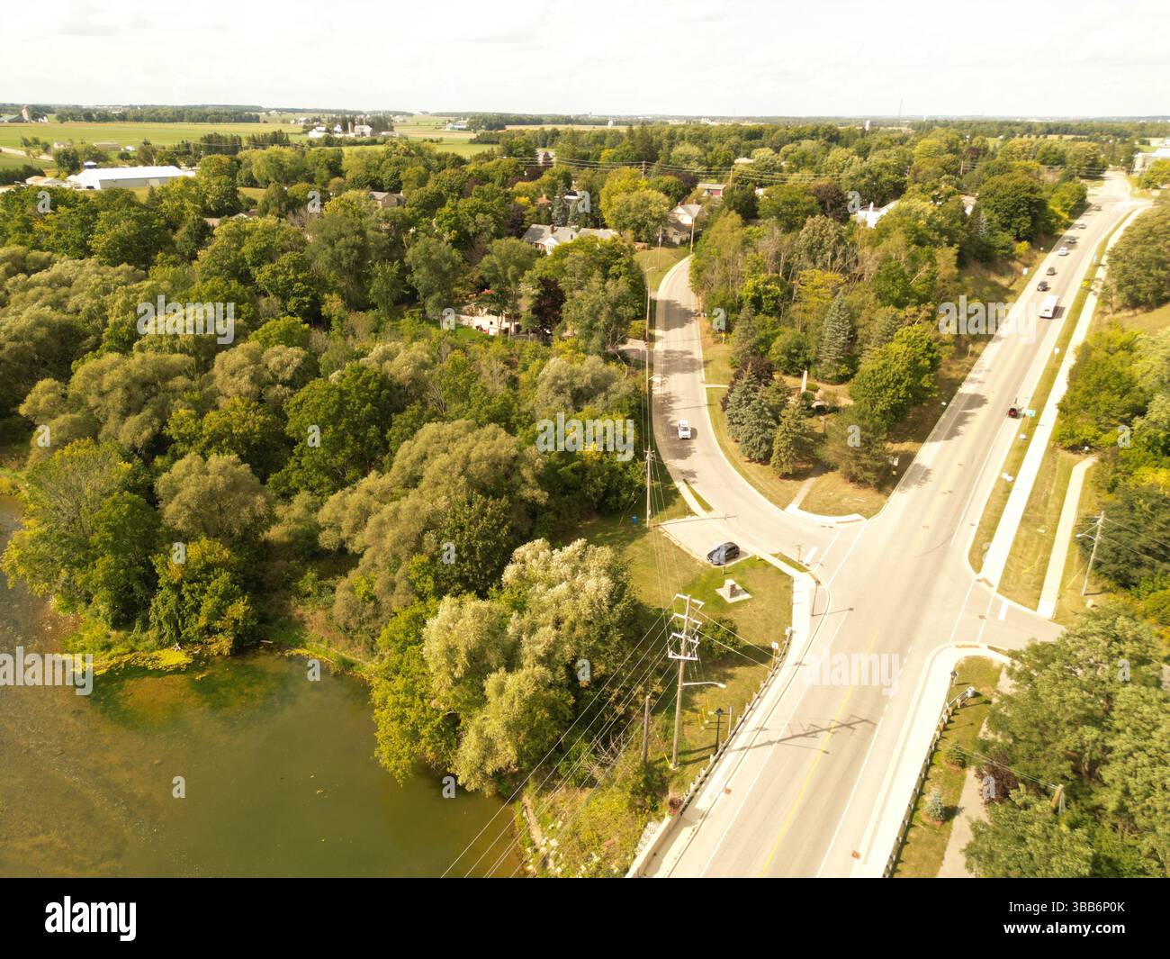 Aerial Views of St. Jacobs, Ontario – Town, River & Countryside Stock ...