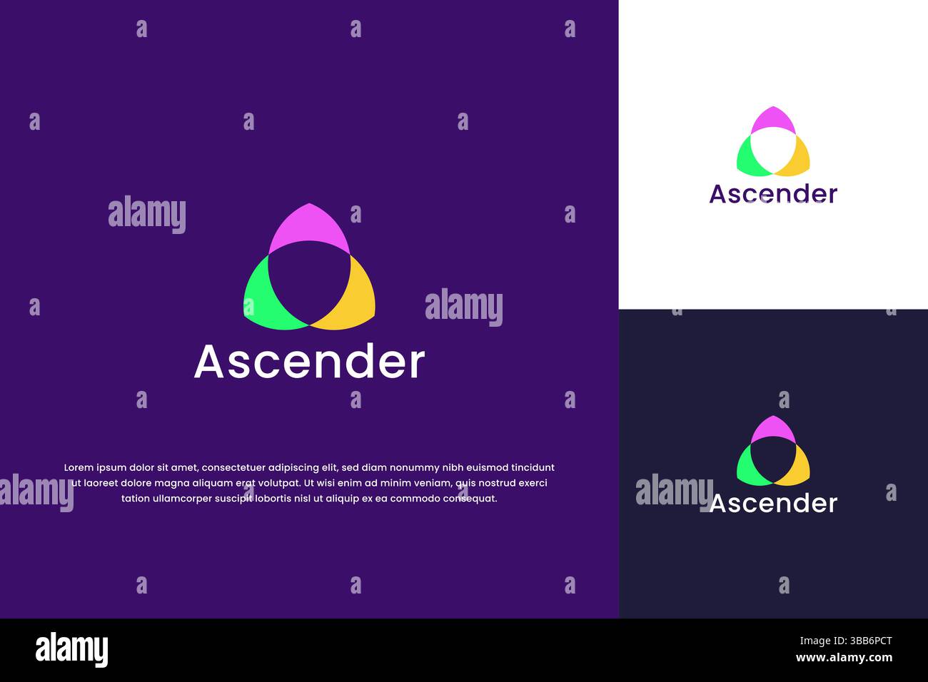 Letter A Simple Shape with Three Elements Shape Colorful Mobile App Logo Stock Vector