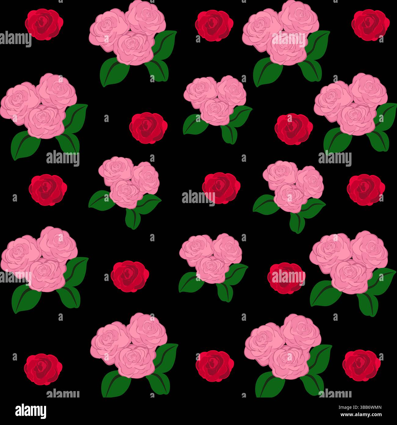 Beauty of vintage seamless pattern of red and pink roses vector illustration Stock Vector