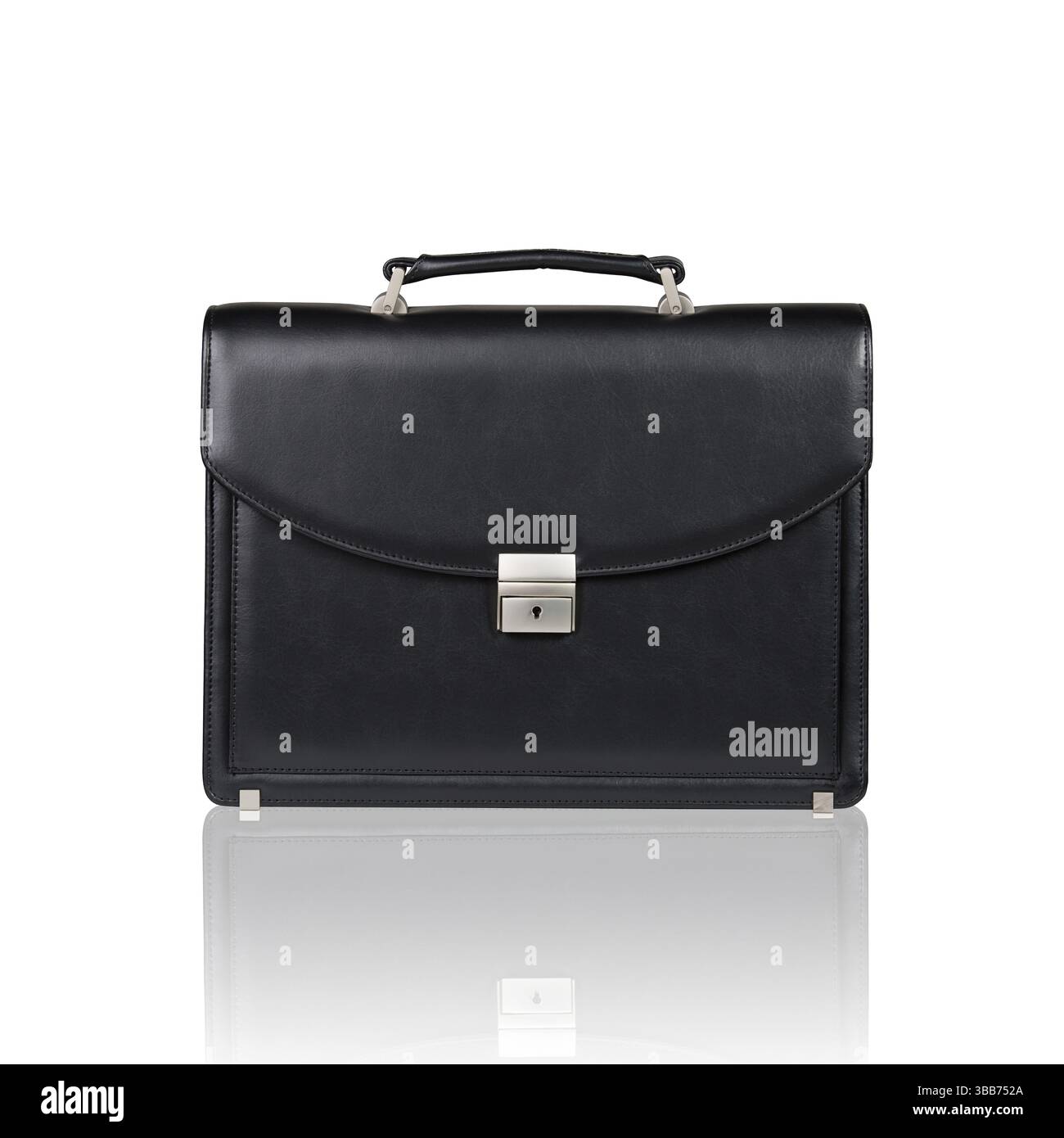 Black leather briefcase isolated on the white background Stock Photo