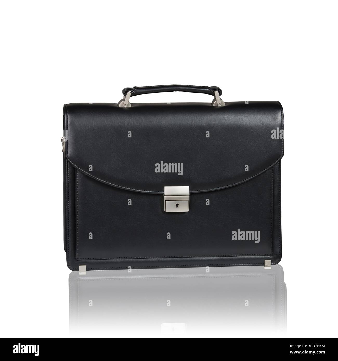 Black leather briefcase isolated on the white background Stock Photo