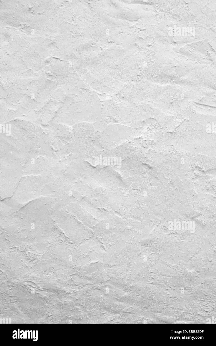Rendered external house wall background backdrop, painted white. Building technique concept. Stock Photo