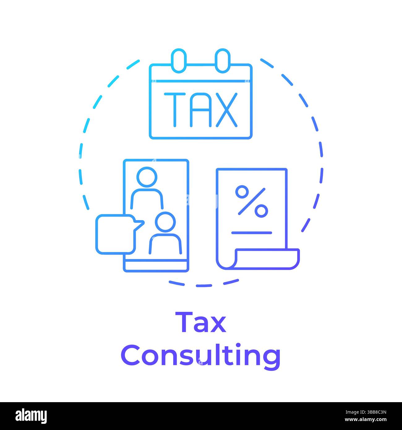 Tax consulting blue gradient concept icon Stock Vector