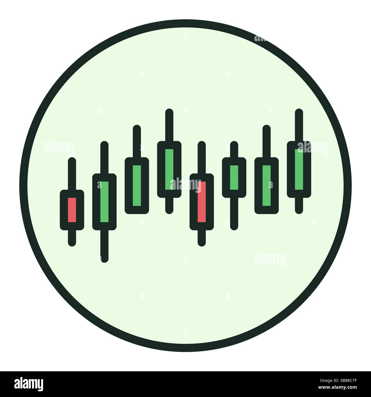 Candlestick Chart vector Crypto Trading concept circle shaped colored ...
