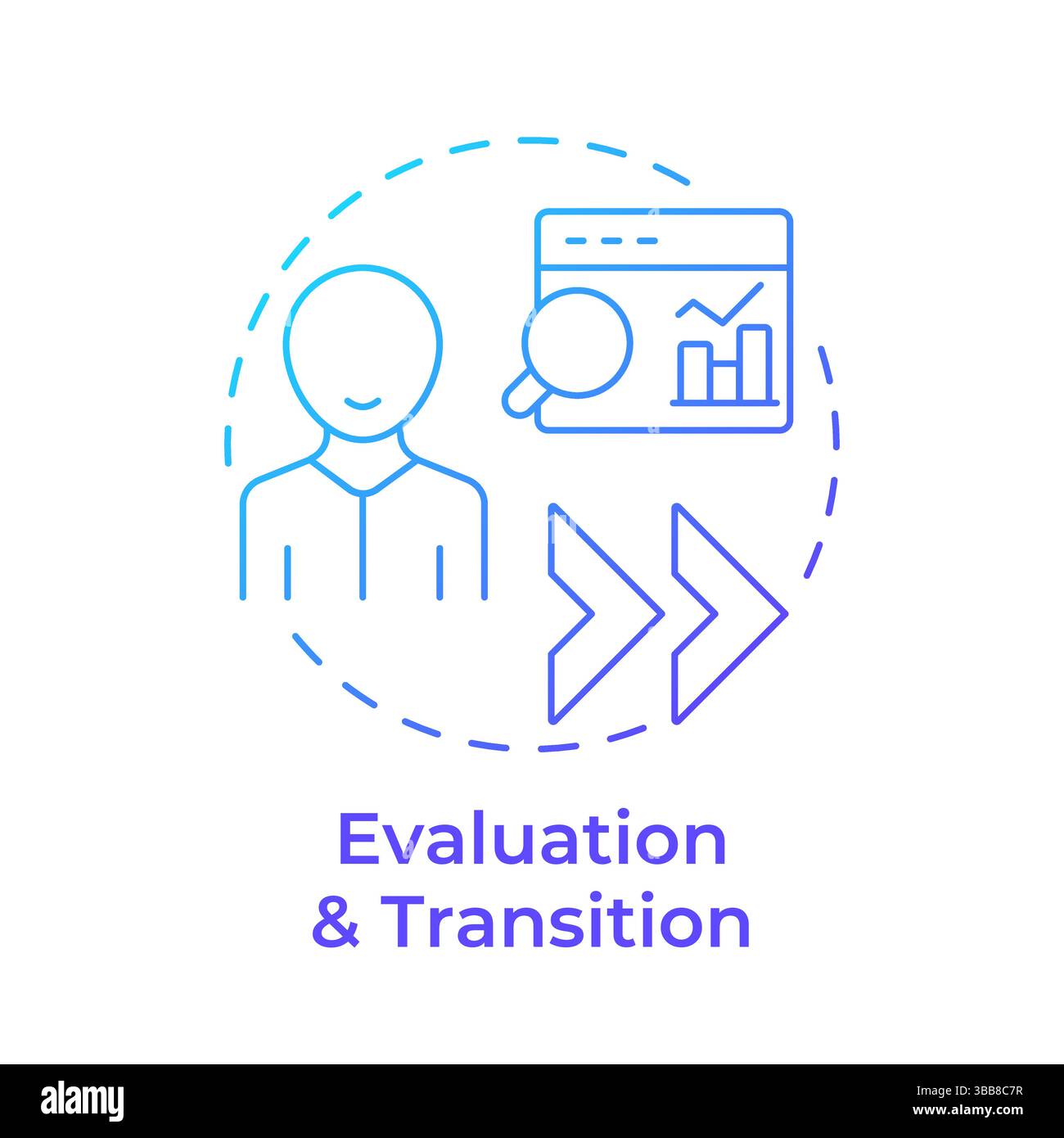Evaluation and transition blue gradient concept icon Stock Vector