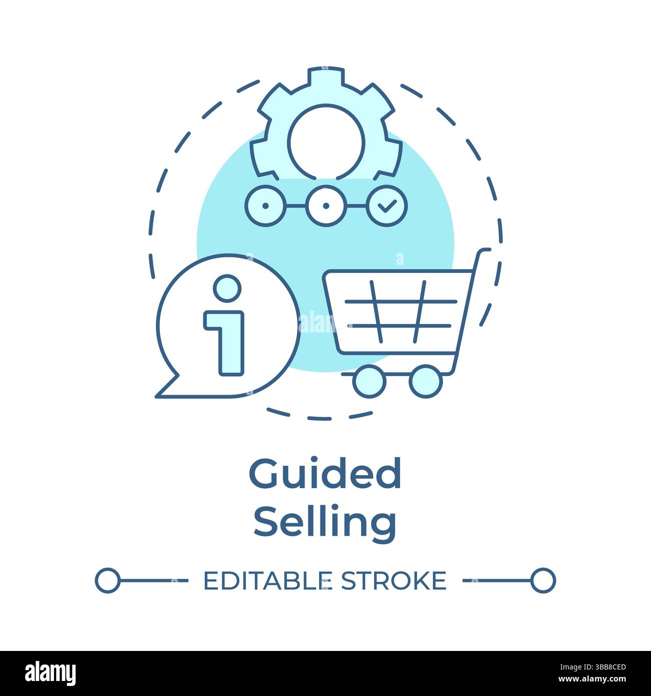Guided selling soft blue concept icon Stock Vector