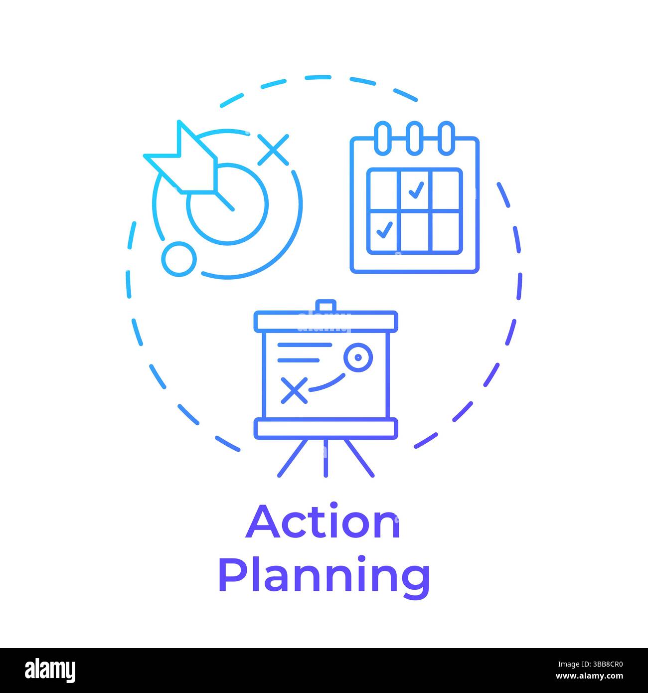 Action planning blue gradient concept icon Stock Vector