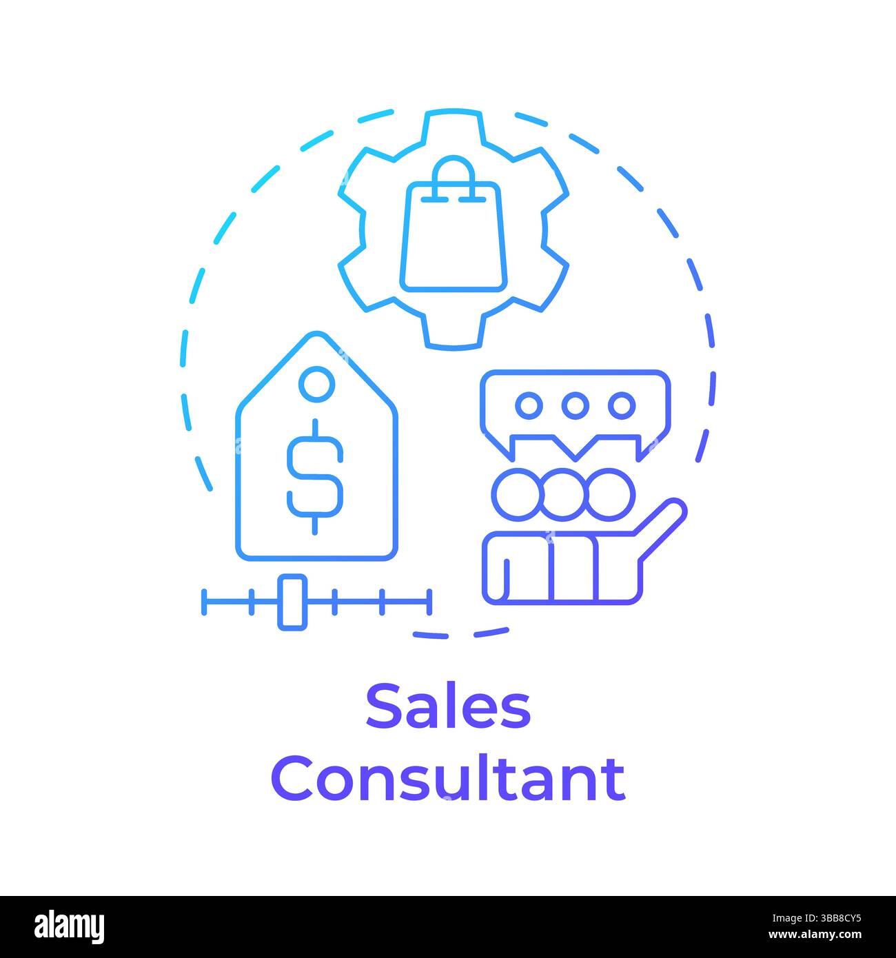 Sales consultant blue gradient concept icon Stock Vector