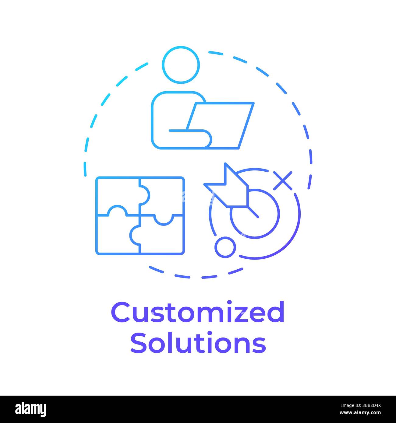Customized solutions blue gradient concept icon Stock Vector