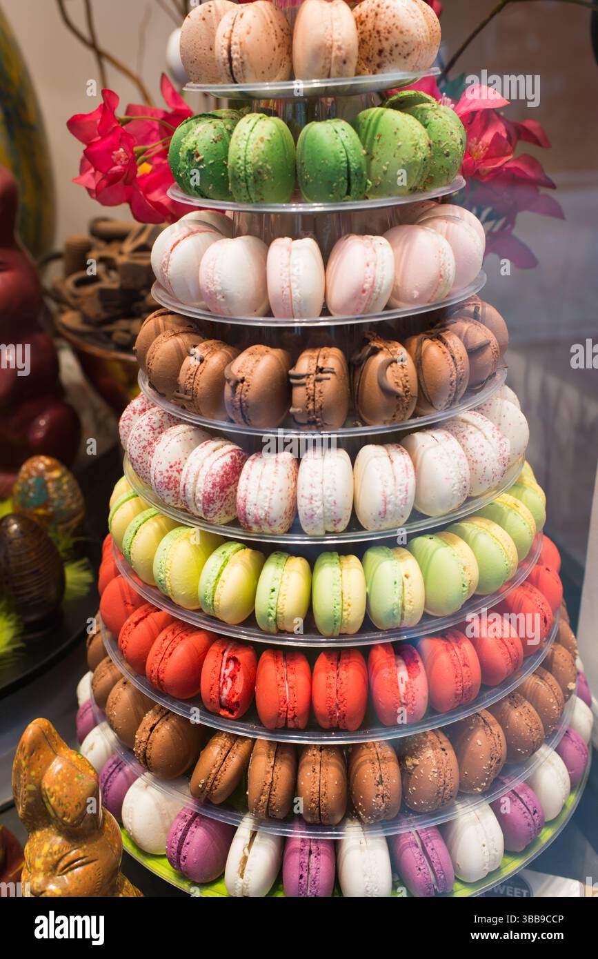 Macaroon tower for celebration Stock Photo