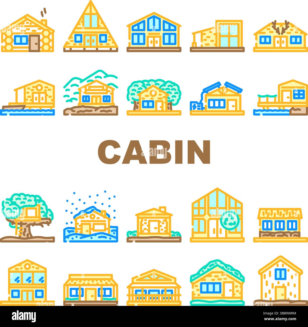 Wooden cabin interior rustic Stock Vector Images - Alamy