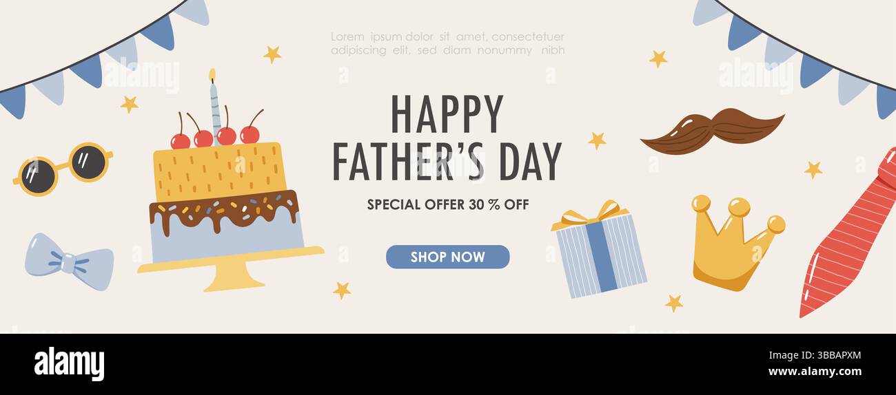 Father day elements collection. Design for posters, banner, greeting cards, stickers. Vector illustration Stock Vector