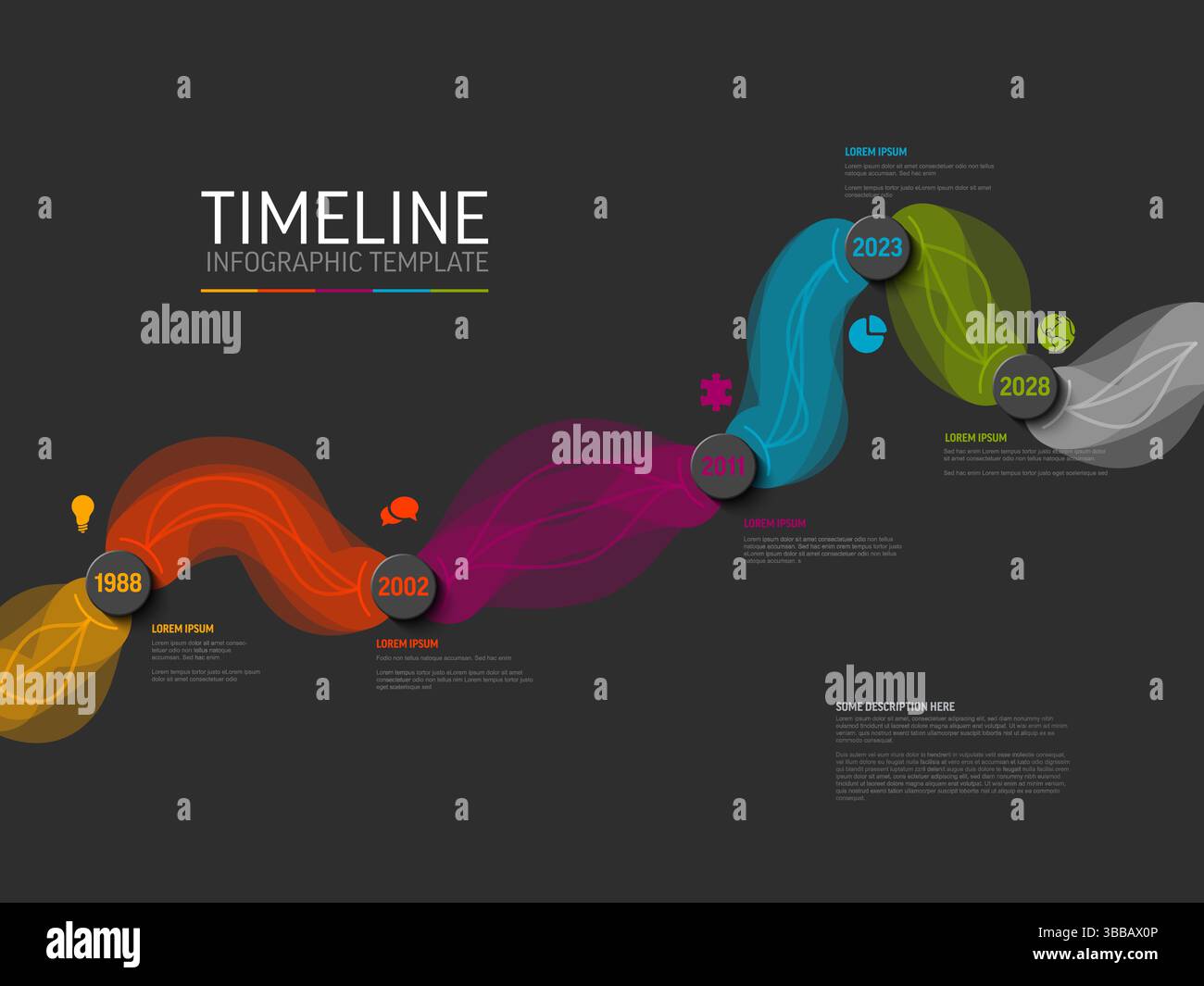 Colorful abstract infographic timeline template visualizing progress ...