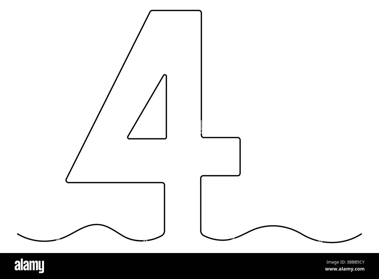 Number four continuous one line drawing of number 4. editable One line ...