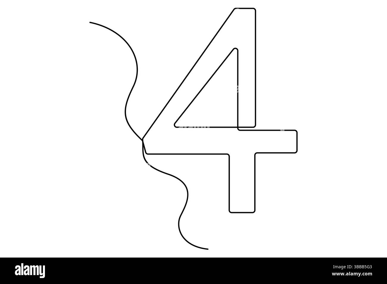 Number four continuous one line drawing of number 4. editable One line ...