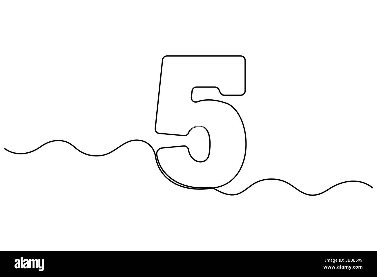 Number five continuous one line drawing of number 5. editable One line ...