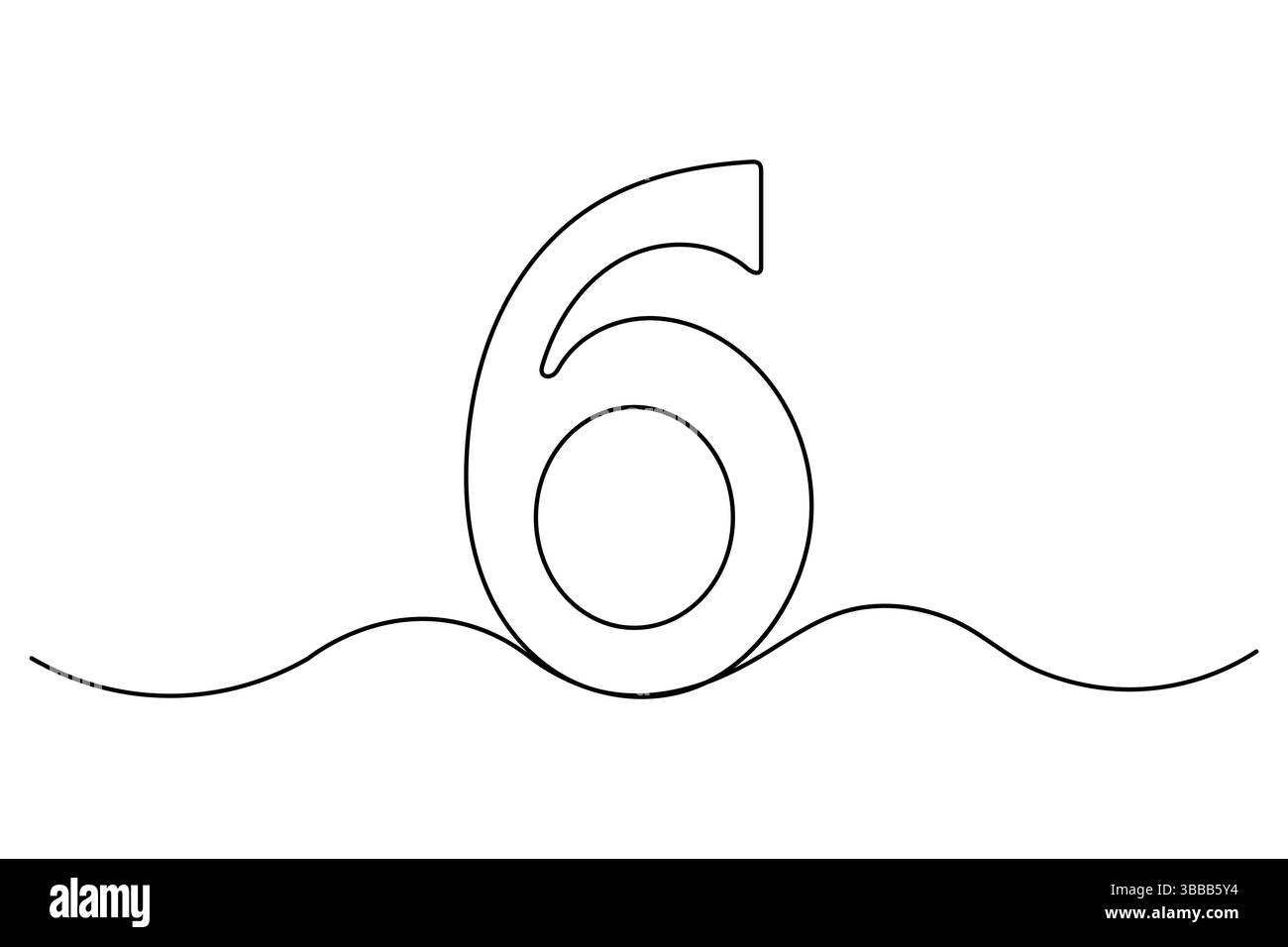 Number six continuous one line drawing of number 6. editable One line ...