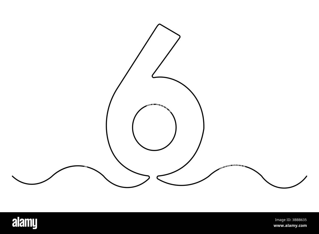 Number six continuous one line drawing of number 6. editable One line ...
