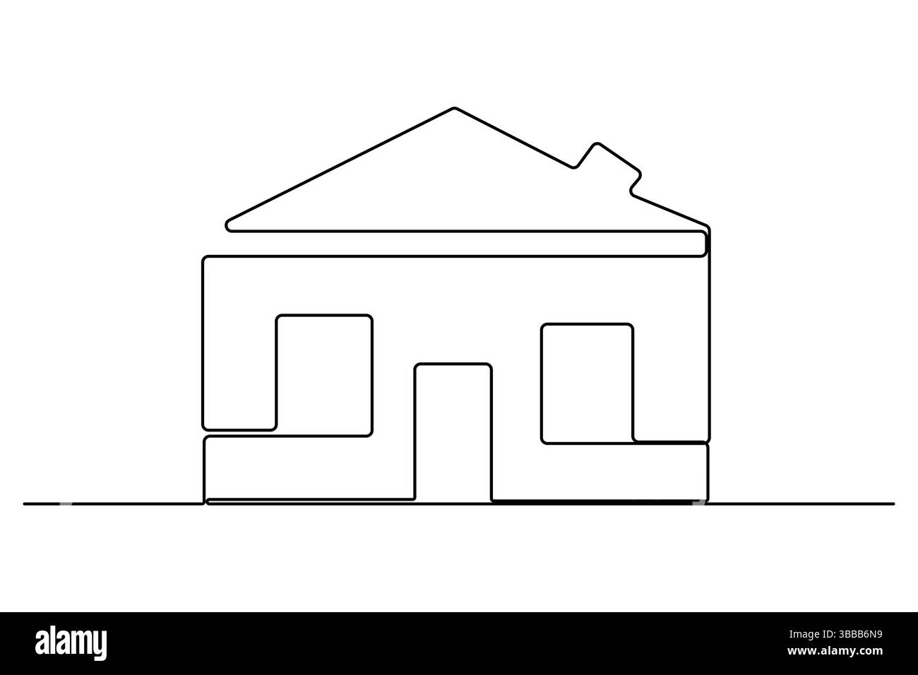 Continuous one line drawing House concept art illustration of white ...