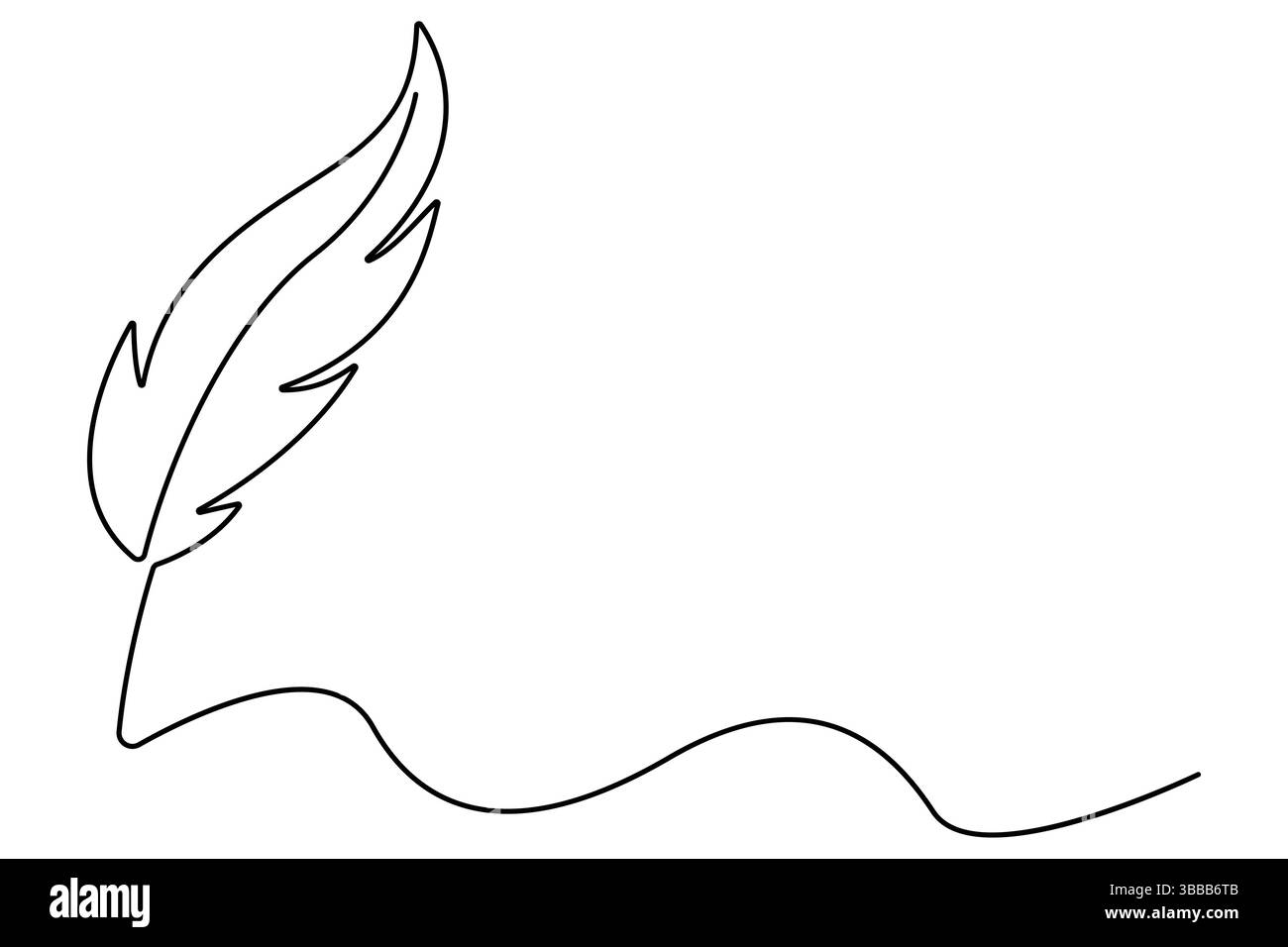 Bird feather continuous one line drawing of bird feather icon Isolated ...