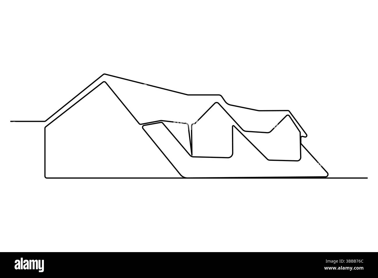 Continuous one line drawing House concept art illustration of white ...