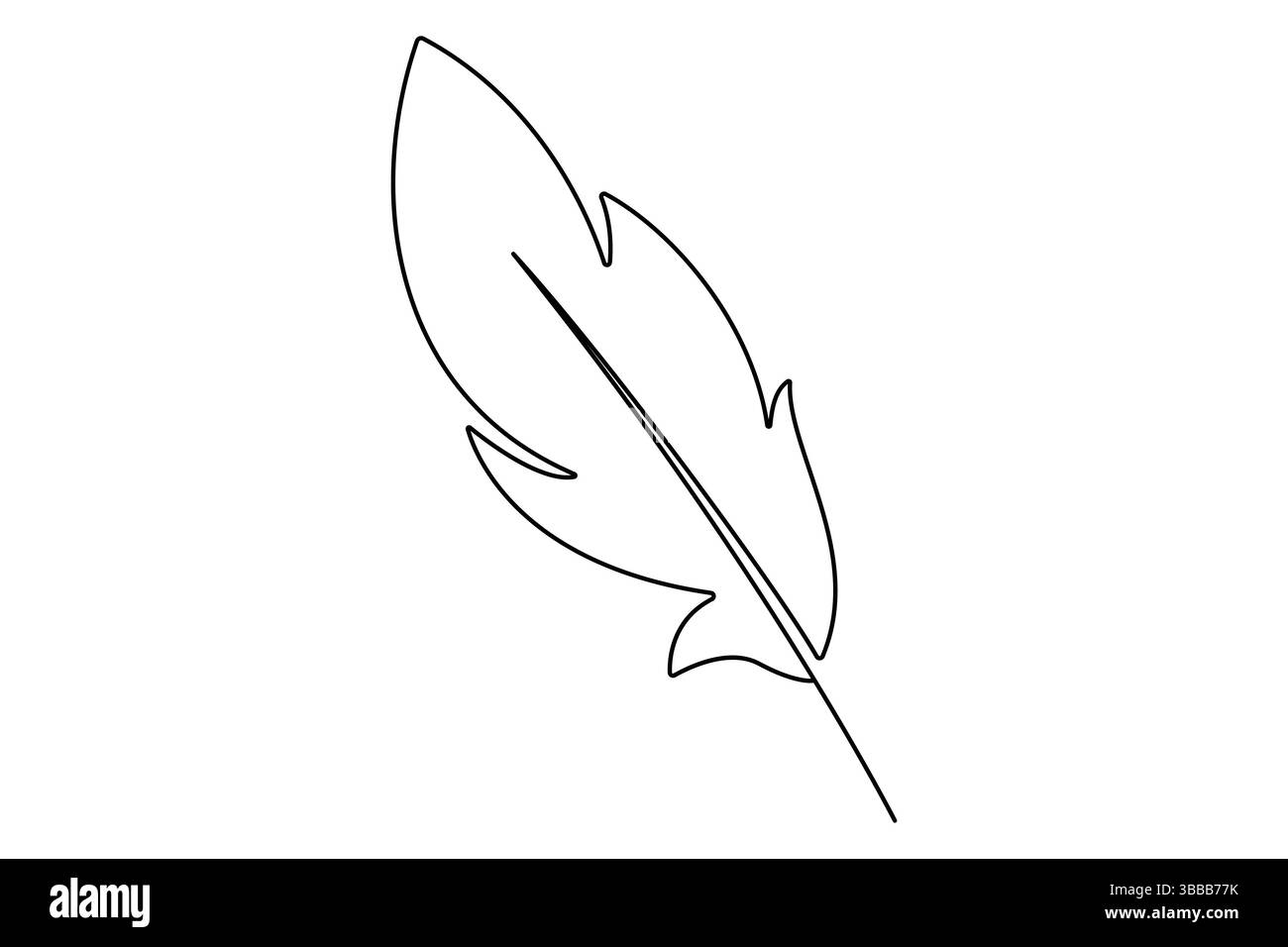 Bird feather continuous one line drawing of bird feather icon Isolated ...