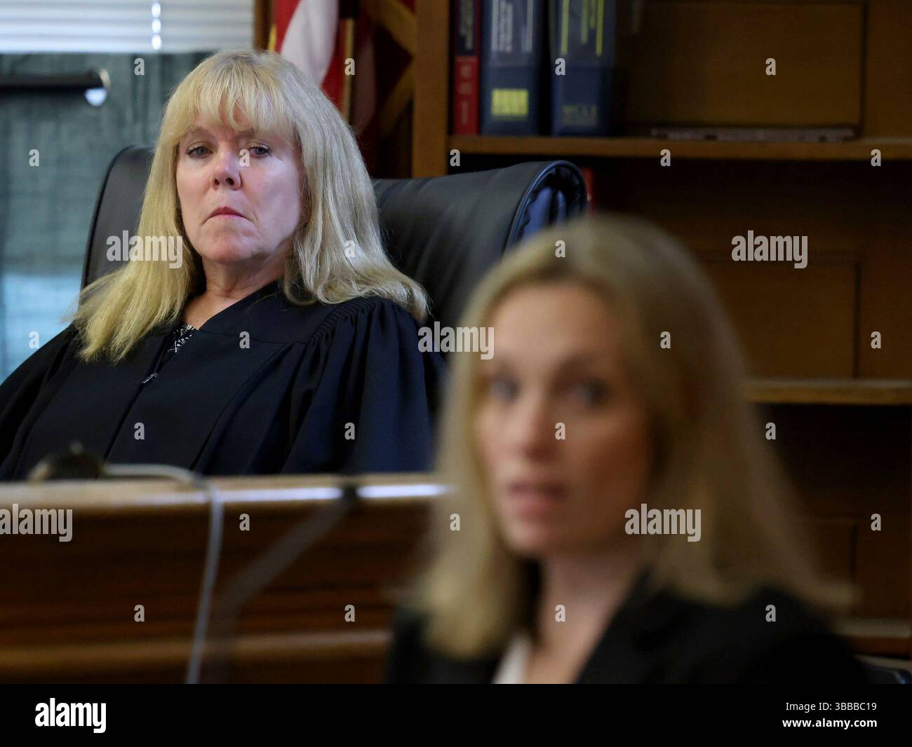 Judge Beverly Cannone watches as Massachusetts State Police forensic ...