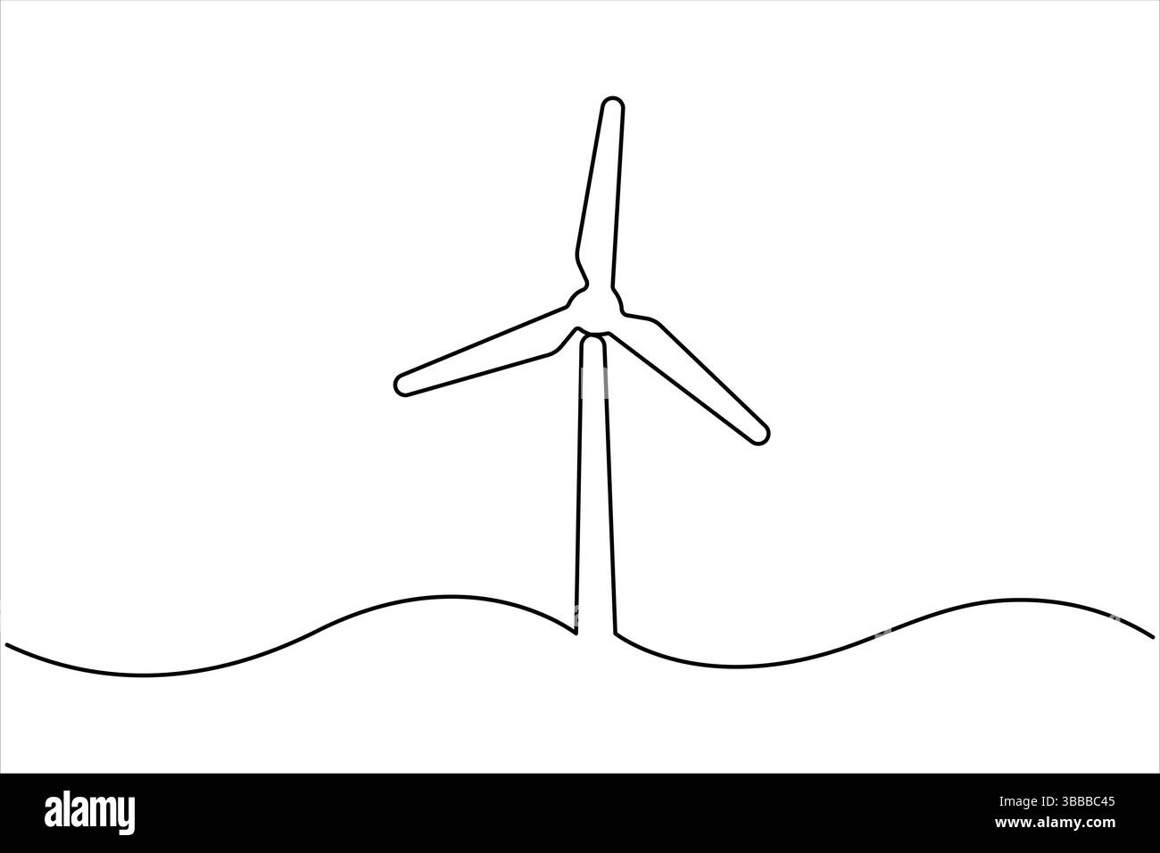Continuous single line drawing of wind turbine alternative energy ...