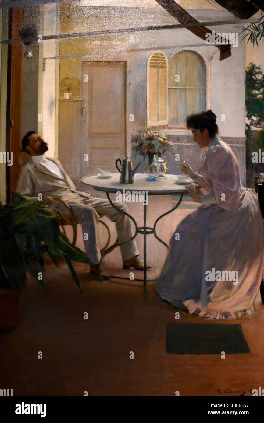 Interior al aire libre, 1892, Ramon Casas, Carmen Thyssen Museum, Malaga, Andalusia,Spain. Stock Photo