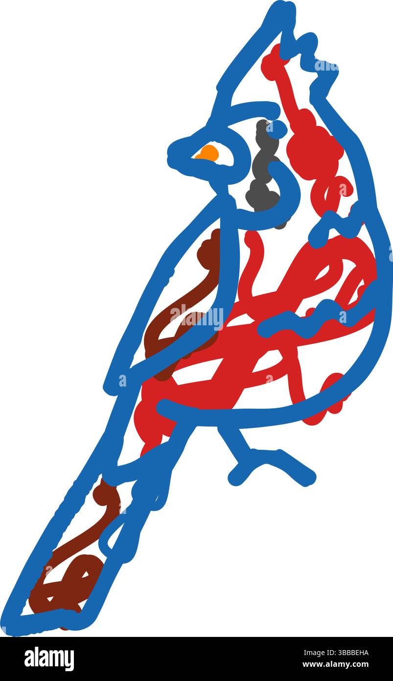 northern cardinal bird exotic icon doodle illustration Stock Vector ...