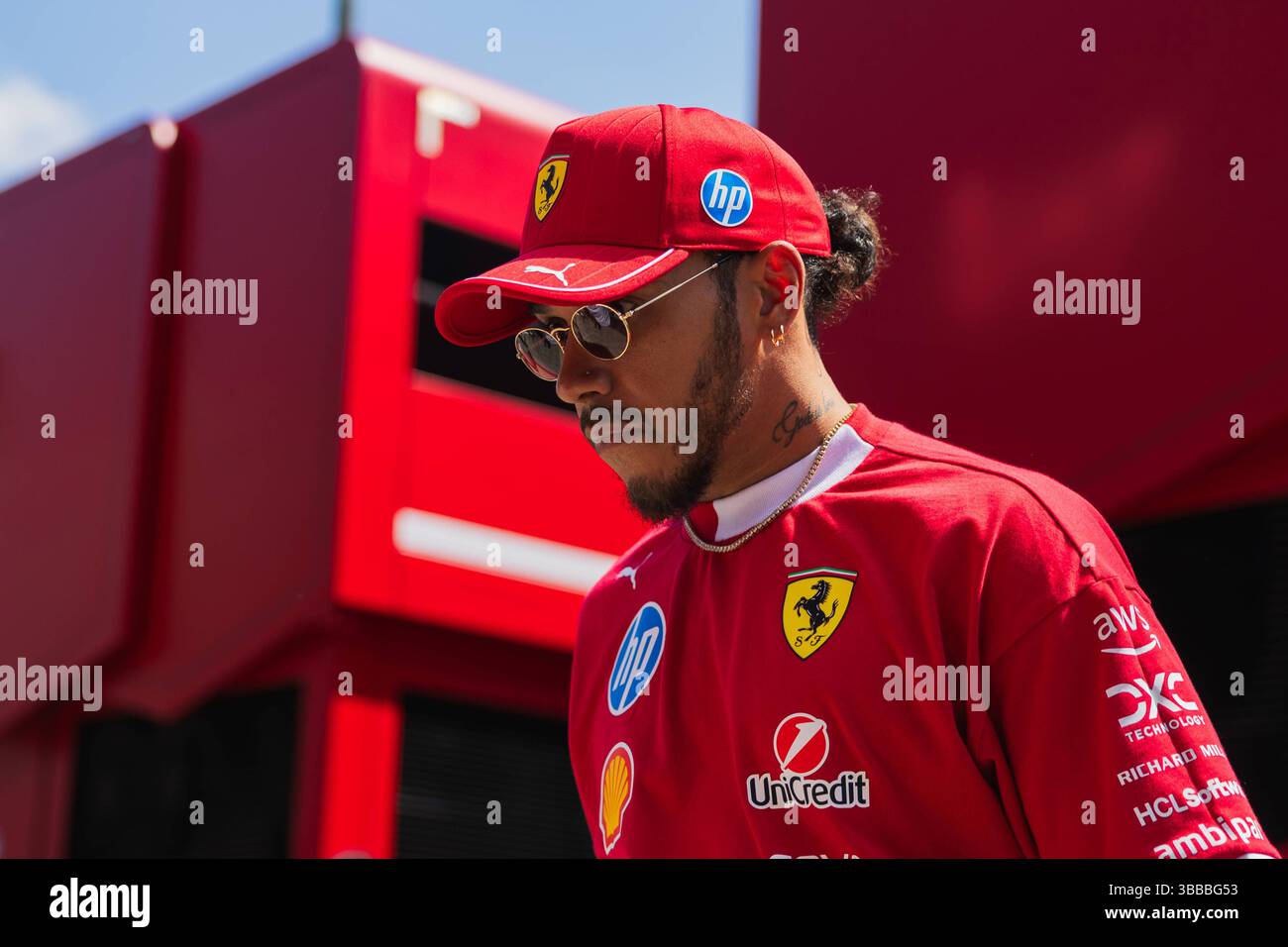 2025 Formula One Emilia Romagna Grand Prix Autodromo Enzo e Dino Ferrari, Imola, Italy.15.May.2025 Lewis Hamilton of Great Britain and Scuderia Ferrari during Formula One Emilia Romagna Grand Prix Imola Autodromo Enzo e Dino Ferrari Italy Copyright: xJayxHiranox Stock Photo