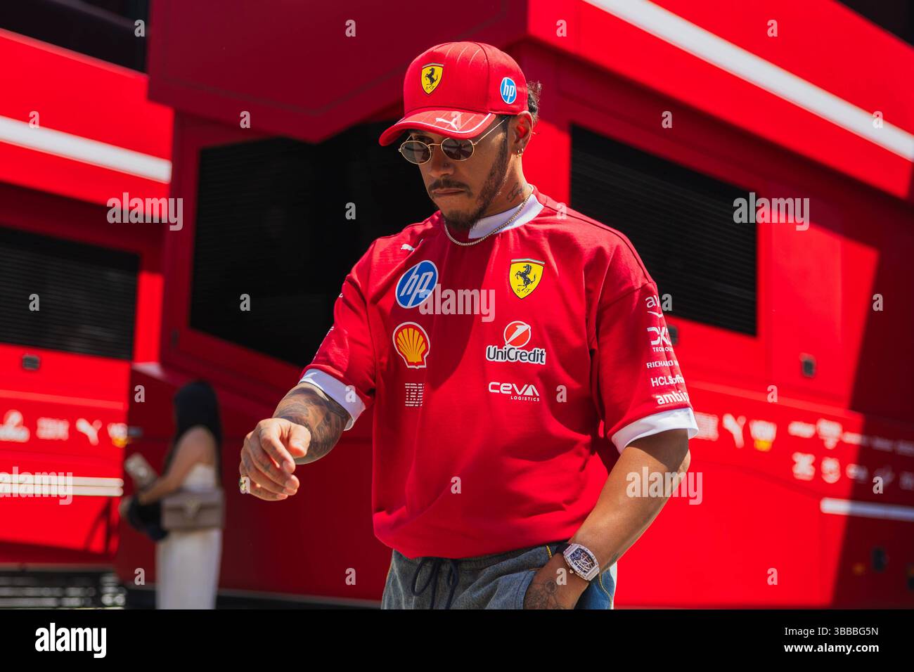 2025 Formula One Emilia Romagna Grand Prix Autodromo Enzo e Dino Ferrari, Imola, Italy.15.May.2025 Lewis Hamilton of Great Britain and Scuderia Ferrari during Formula One Emilia Romagna Grand Prix Imola Autodromo Enzo e Dino Ferrari Italy Copyright: xJayxHiranox Stock Photo
