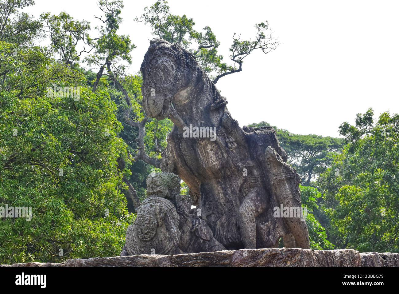 Sculpture of a horse made with stone situated at Konark Temple at Puri Odisa in India Stock Photo