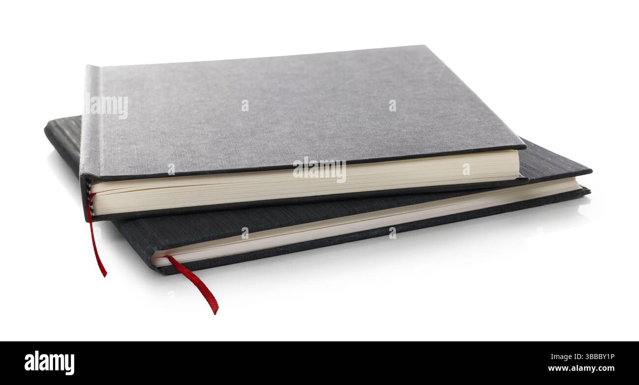 Two stylish hardcover notebooks isolated on white Stock Photo