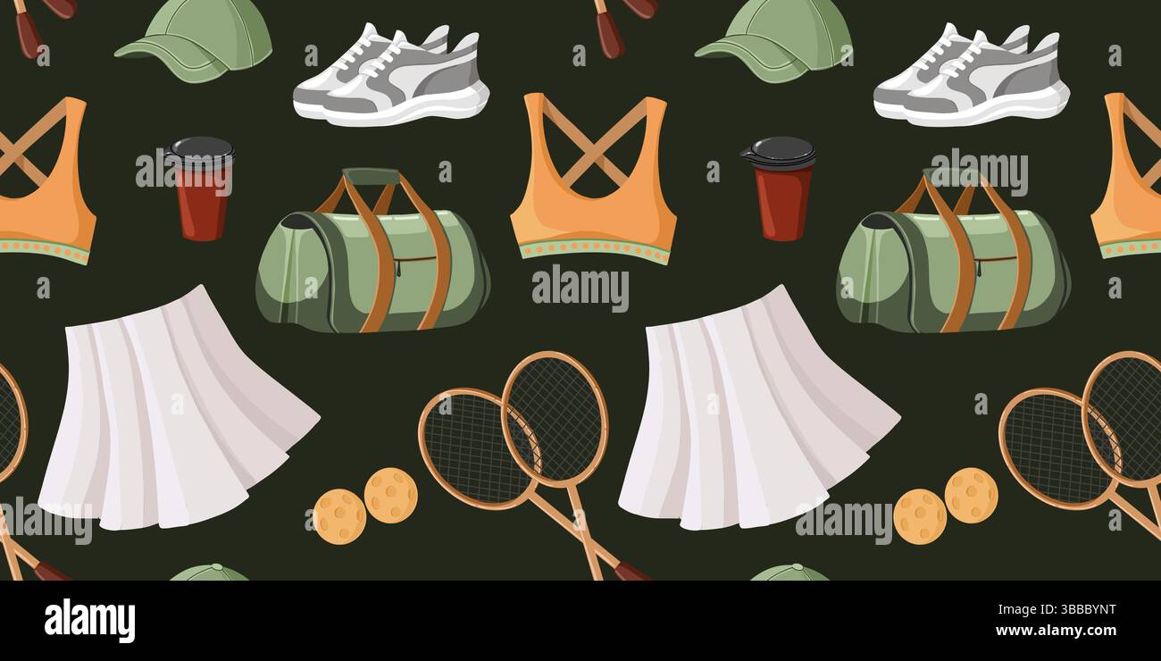 Horizontal Tennis Pattern on Dark Background Stock Vector