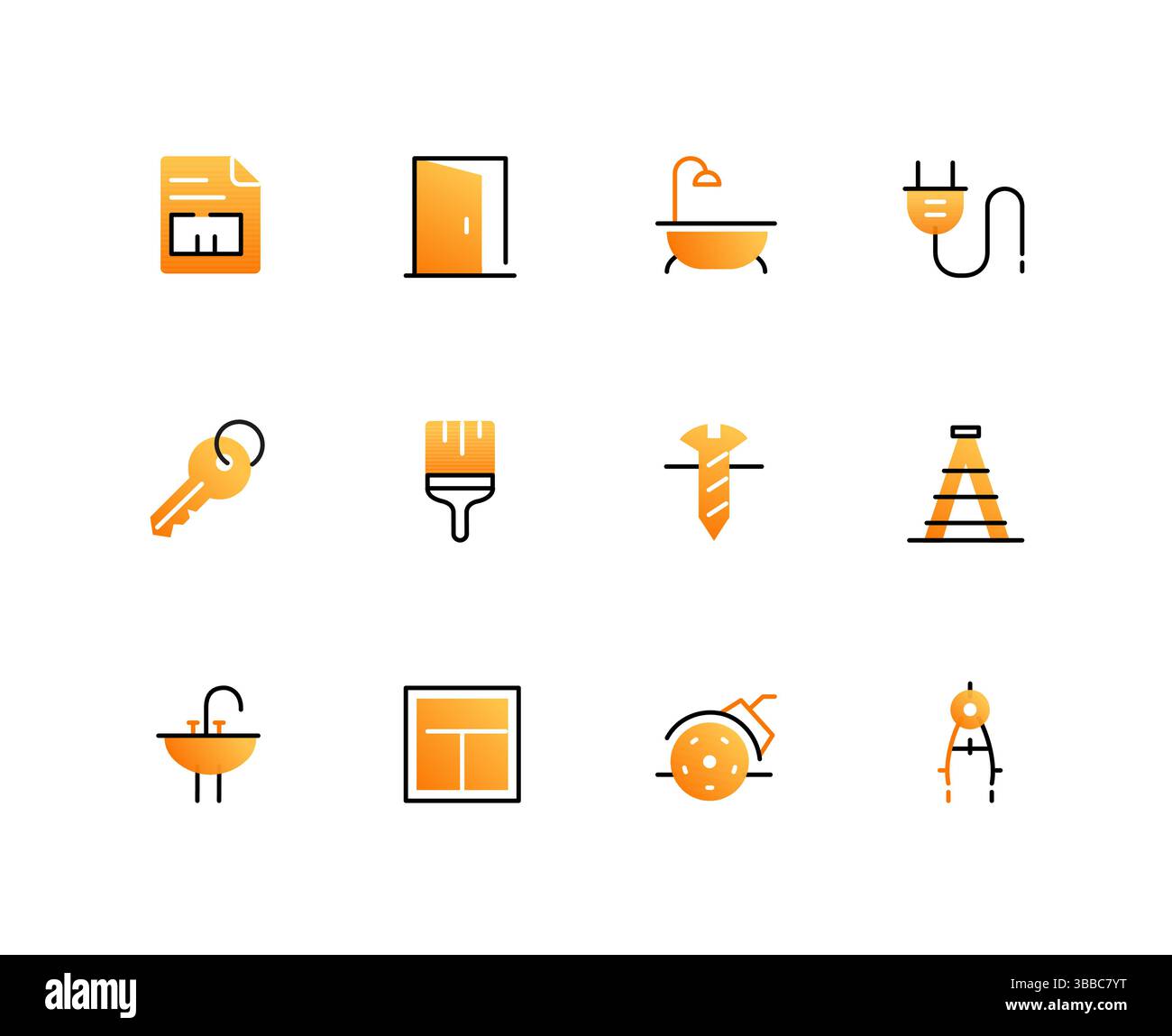 House remodeling and repair - set of line design style icons Stock ...