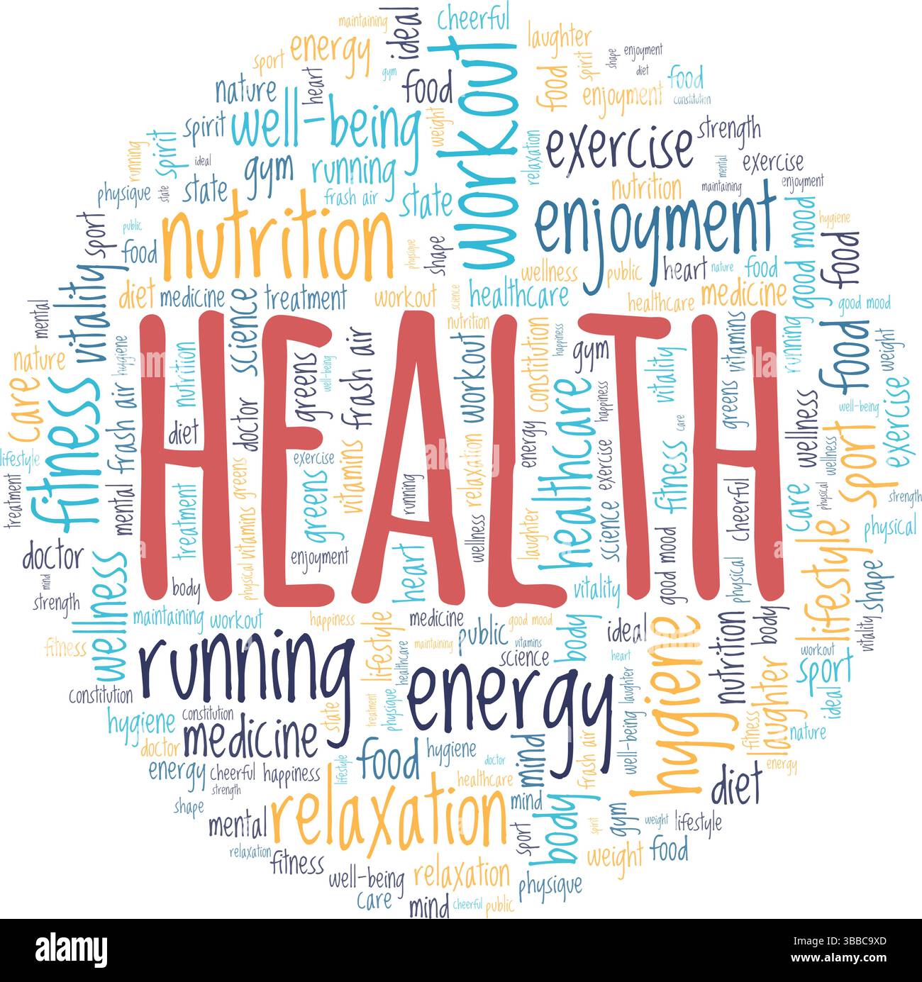 Health word cloud conceptual design isolated on white background Stock ...