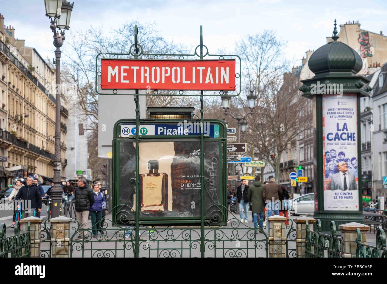 Pigalle metro station entrance sign in Montmartre district of Paris, France Stock Photo