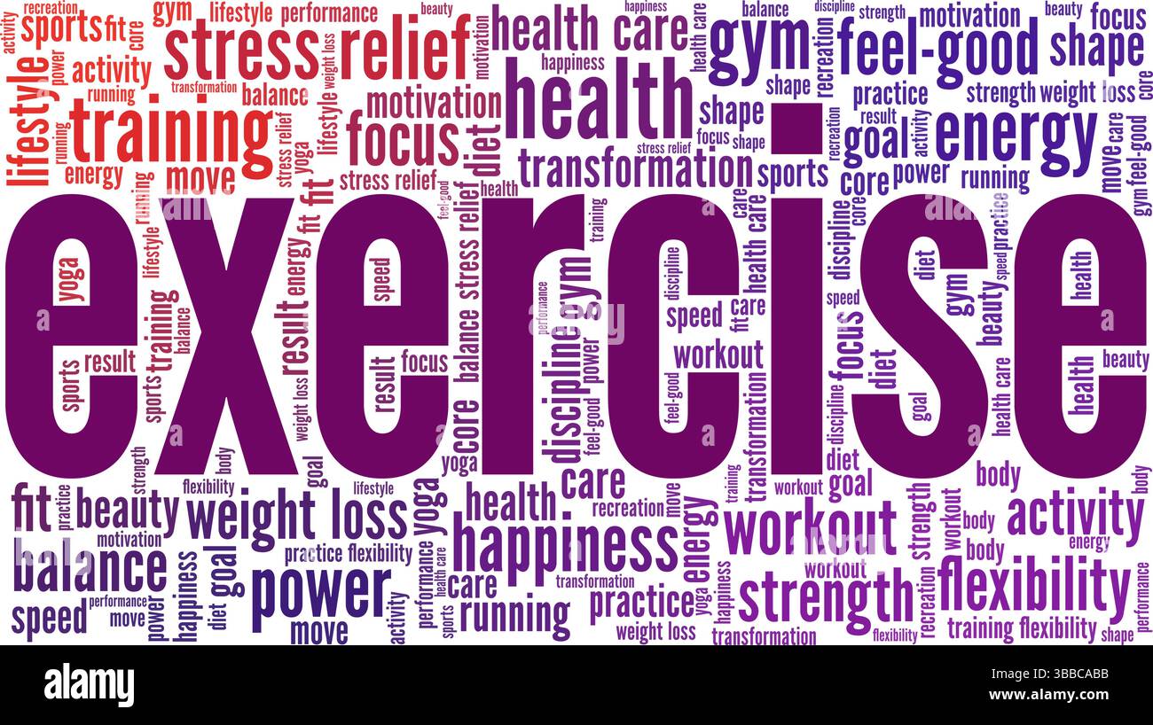 Exercise vector illustration word cloud isolated on a white background ...