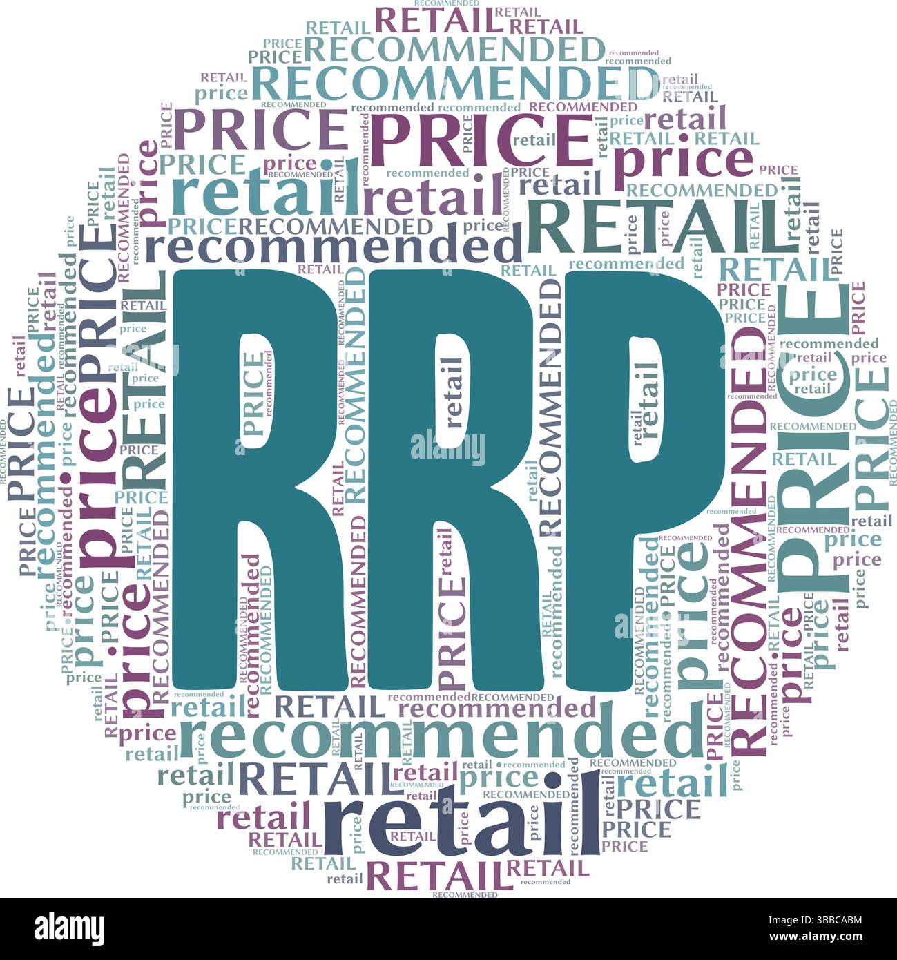 Recommended Retail Price - RRP word cloud conceptual design isolated on ...
