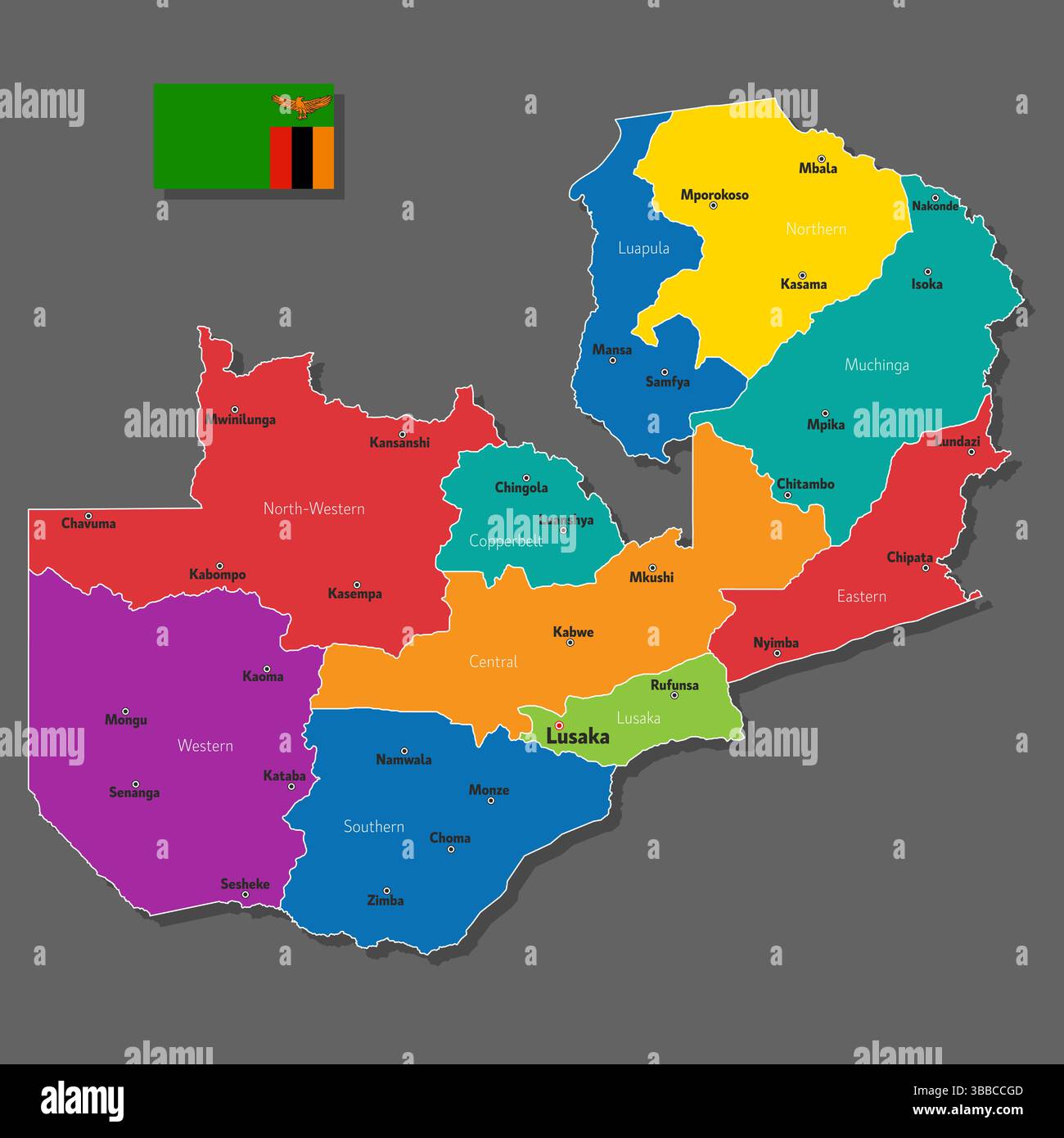 Map Of Zambia With Cities