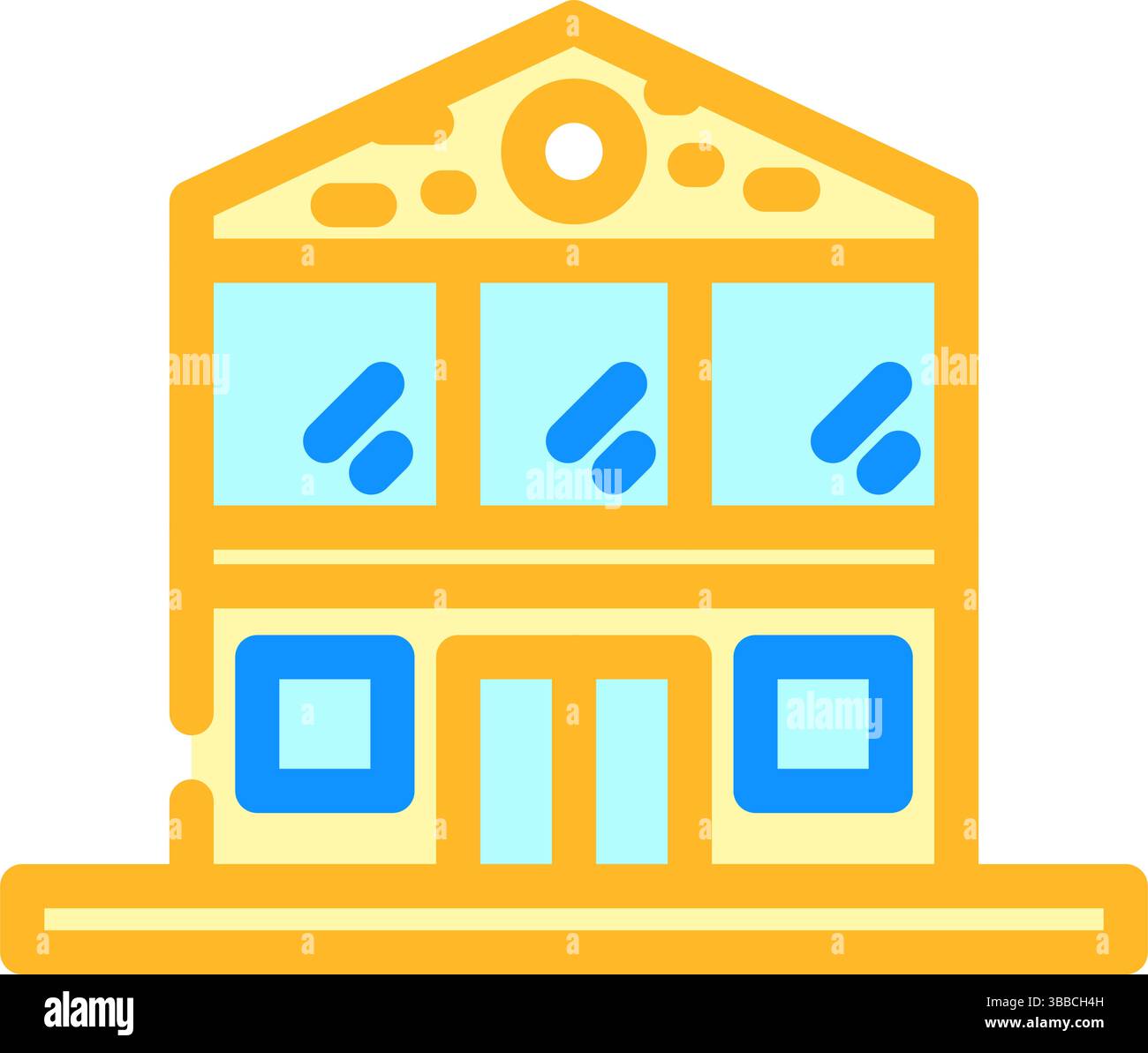 wood cabin large glass windows color icon vector illustration Stock ...