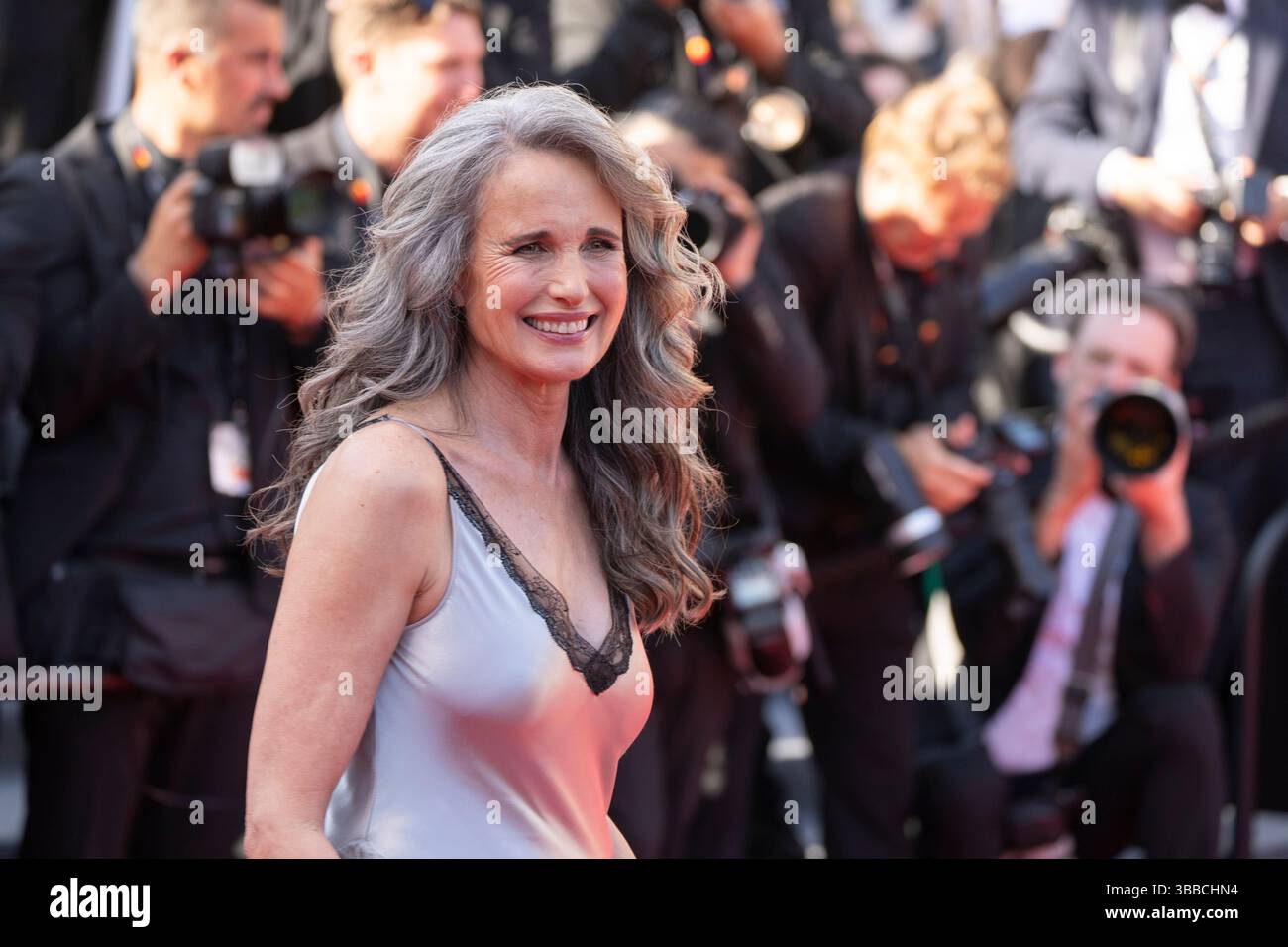 Cannes, France, May 15, 2025 Andie MacDowell attends at red carpet at