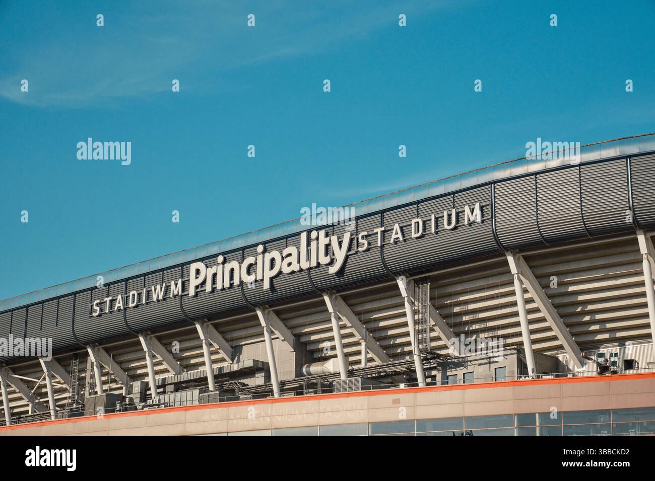 Principality Stadium in Cardiff, Wales, photographed from the riverside ...