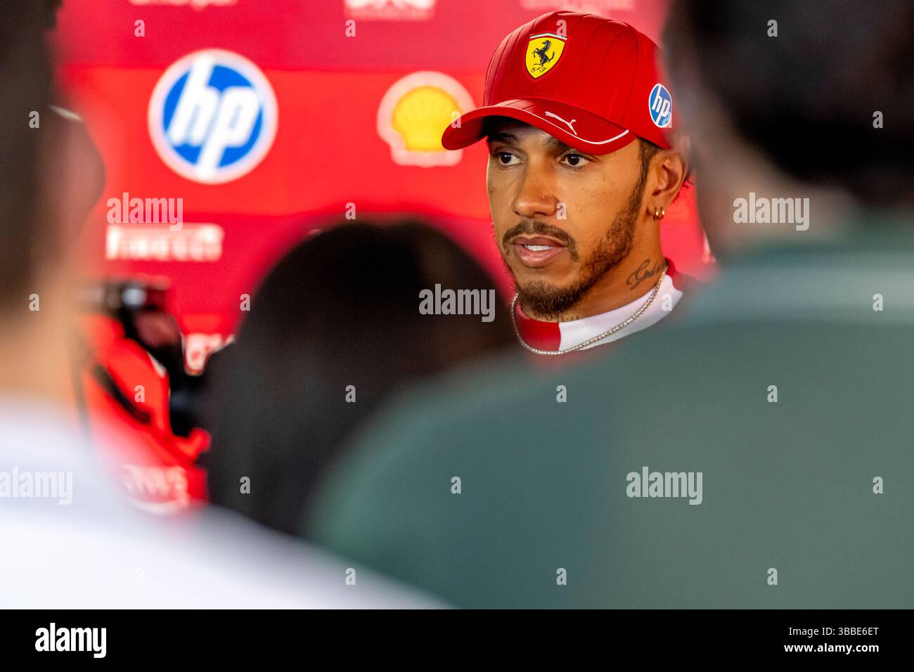 Imola, Italy, 15 May 2025, Lewis Hamilton, from United Kingdom competes for Ferrari. The 2025 Emilia Romagna Grand Prix The build up, which takes place in Imola, Italy. Credit: Michael Potts/Alamy Live News Stock Photo
