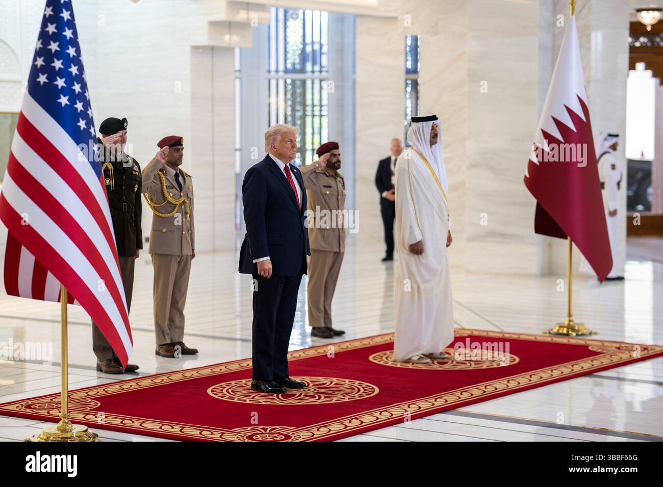 President Donald Trump and White House officials participate in a ...